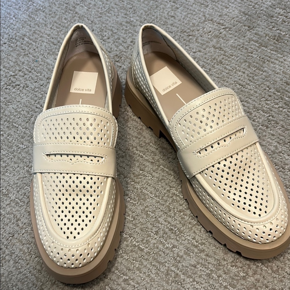 Dolce Vita Cream Perforated Slip-On Loafers